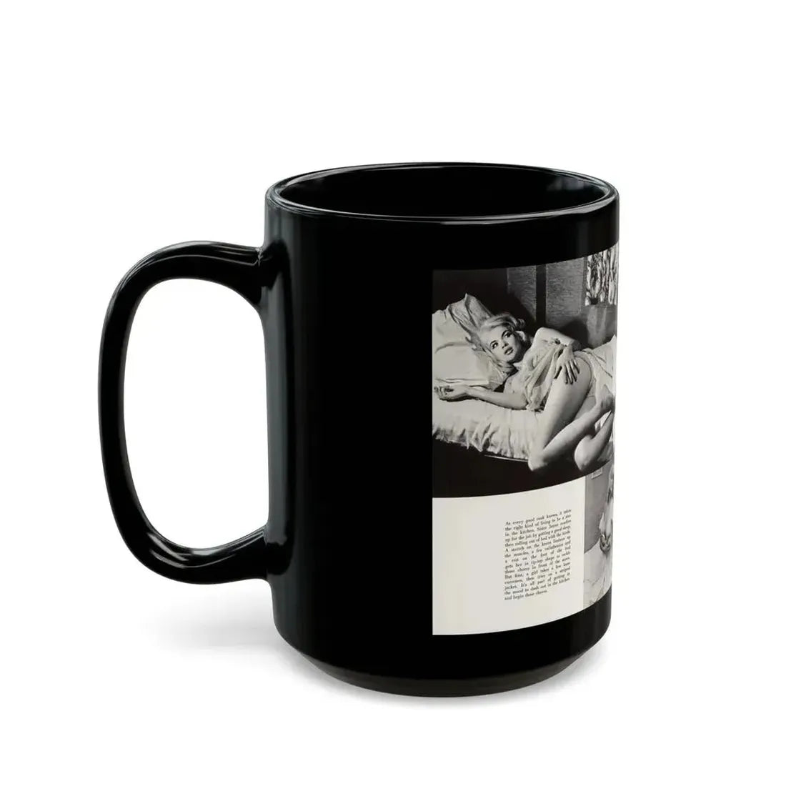 Jayne Mansfield #181 - 2 Pages, 5 B&W Photos & Captions from SCAMP Mag. May '57 (Vintage Female Icon) Black Coffee Mug - Go Mug Yourself