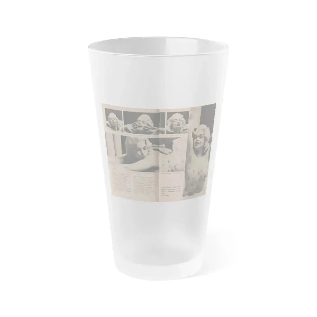 Jayne Mansfield #185 - 2 Pages, 4 B&W Photos, Captions & Article from Foto-rama Digest Mag. Dec. '56 (Vintage Female Icon) Frosted Pint Glass 16oz 16oz Frosted - Go Mug Yourself