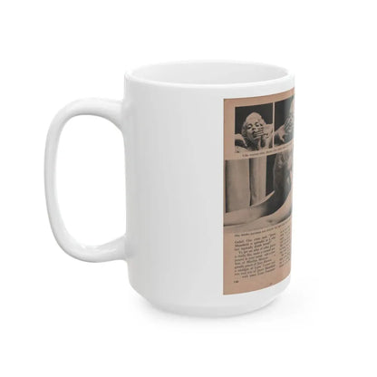 Jayne Mansfield #185 - 2 Pages, 4 B&W Photos, Captions & Article from Foto-rama Digest Mag. Dec. '56 (Vintage Female Icon) White Coffee Mug - Go Mug Yourself