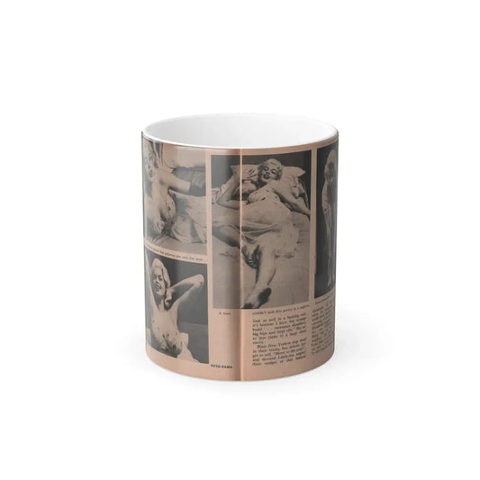 Jayne Mansfield #186 - 2 Pages, 4 B&W Photos, Captions & Article from Foto-rama Digest Mag. Dec. '56 (Vintage Female Icon) Color Changing Coffee Mug 11oz - Go Mug Yourself