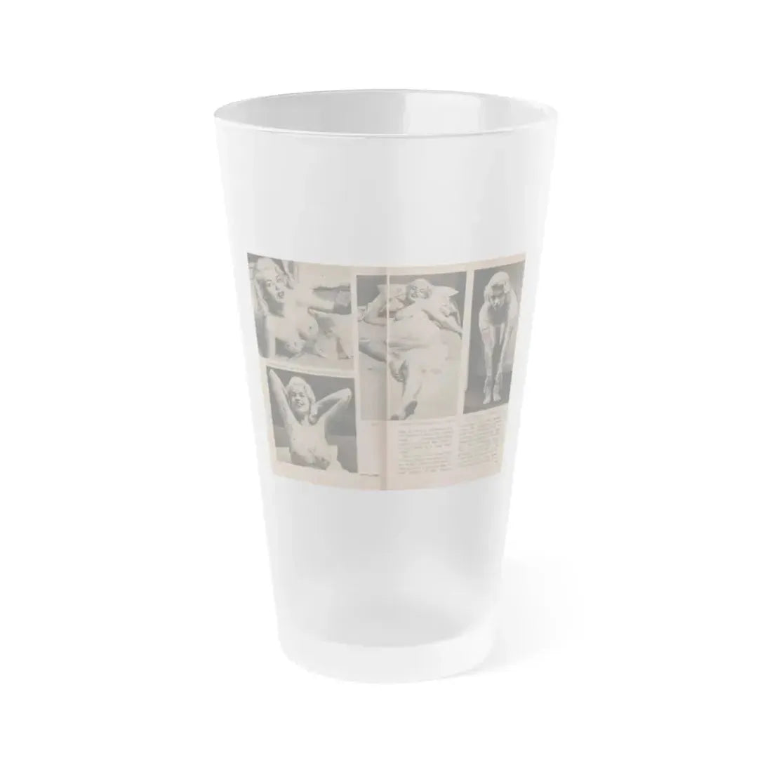 Jayne Mansfield #186 - 2 Pages, 4 B&W Photos, Captions & Article from Foto-rama Digest Mag. Dec. '56 (Vintage Female Icon) Frosted Pint Glass 16oz 16oz Frosted - Go Mug Yourself