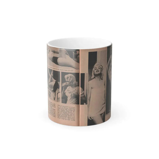 Jayne Mansfield #187 - 2 Pages, 5 B&W Photos, 1 Caption & Article from Foto-rama Digest Mag. Dec. '56 (Vintage Female Icon) Color Changing Coffee Mug 11oz - Go Mug Yourself