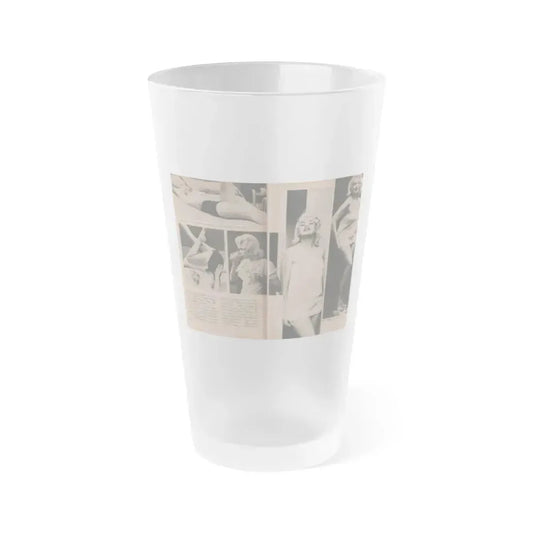 Jayne Mansfield #187 - 2 Pages, 5 B&W Photos, 1 Caption & Article from Foto-rama Digest Mag. Dec. '56 (Vintage Female Icon) Frosted Pint Glass 16oz 16oz Frosted - Go Mug Yourself