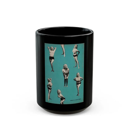 Jayne Mansfield #189 - Jayne on back cover in B&W & inside spread from Foto-Rama Digest Mag. Dec. '56 (Vintage Female Icon) Black Coffee Mug 15oz - Go Mug Yourself