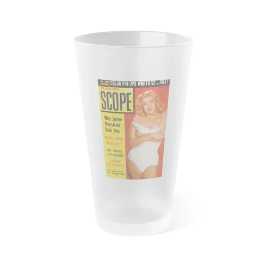 Jayne Mansfield #190 - Jayne on Cover in Color & inside spread from PICTURE SCOPE January '57 (Vintage Female Icon) Frosted Pint Glass 16oz 16oz Frosted - Go Mug Yourself