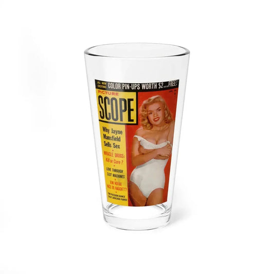 Jayne Mansfield #190 - Jayne on Cover in Color & inside spread from PICTURE SCOPE January '57 (Vintage Female Icon) Pint Glass 16oz 16oz - Go Mug Yourself