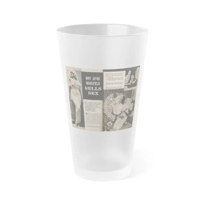 Jayne Mansfield #191 - 2 Pages, 3 B&W Photos, Captions & Article from PICTURE SCOPE January '57 (Vintage Female Icon) Frosted Pint Glass 16oz 16oz Frosted - Go Mug Yourself