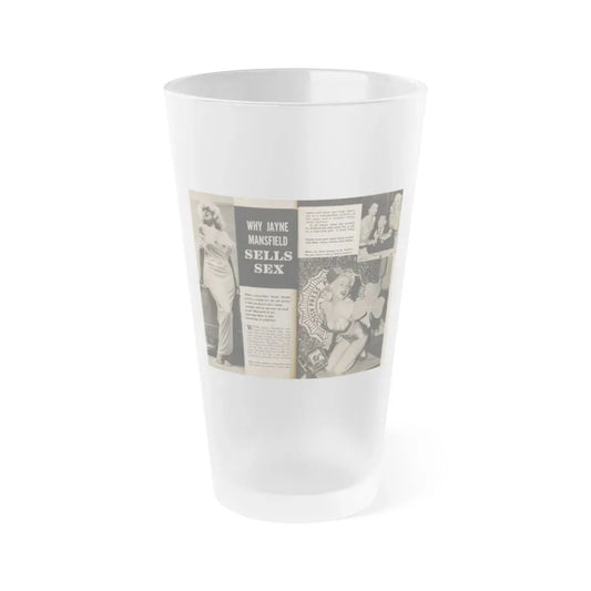 Jayne Mansfield #191 - 2 Pages, 3 B&W Photos, Captions & Article from PICTURE SCOPE January '57 (Vintage Female Icon) Frosted Pint Glass 16oz 16oz Frosted - Go Mug Yourself