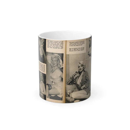 Jayne Mansfield #192 - 2 Pages, 5 B&W Photos & 4 Captions from PICTURE SCOPE January '57 (Vintage Female Icon) Color Changing Coffee Mug 11oz - Go Mug Yourself