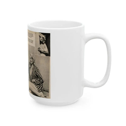Jayne Mansfield #192 - 2 Pages, 5 B&W Photos & 4 Captions from PICTURE SCOPE January '57 (Vintage Female Icon) White Coffee Mug - Go Mug Yourself