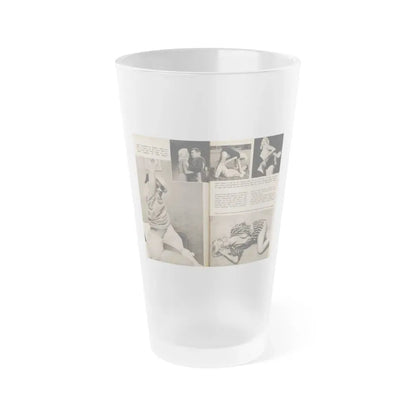 Jayne Mansfield #193 - 2 Pages, 5 B&W Photos, Captions & Article from PICTURE SCOPE January '57 (Vintage Female Icon) Frosted Pint Glass 16oz 16oz Frosted - Go Mug Yourself