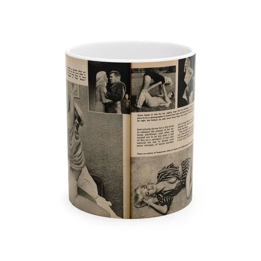 Jayne Mansfield #193 - 2 Pages, 5 B&W Photos, Captions & Article from PICTURE SCOPE January '57 (Vintage Female Icon) White Coffee Mug 11oz - Go Mug Yourself