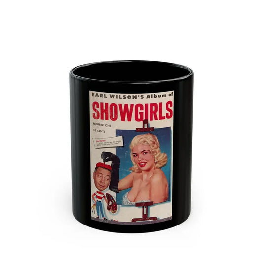 Jayne Mansfield #194 - Jayne on Cover in Color from EARL'S WILSON'S Album of SHOWGIRLS Mag. '56 (Vintage Female Icon) Black Coffee Mug 11oz - Go Mug Yourself