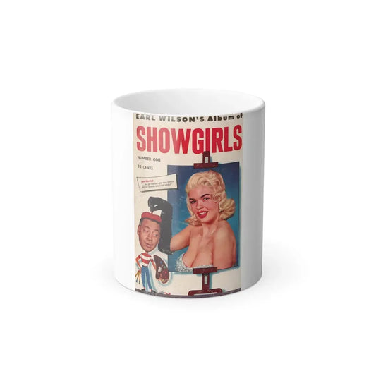 Jayne Mansfield #194 - Jayne on Cover in Color from EARL'S WILSON'S Album of SHOWGIRLS Mag. '56 (Vintage Female Icon) Color Changing Coffee Mug 11oz - Go Mug Yourself