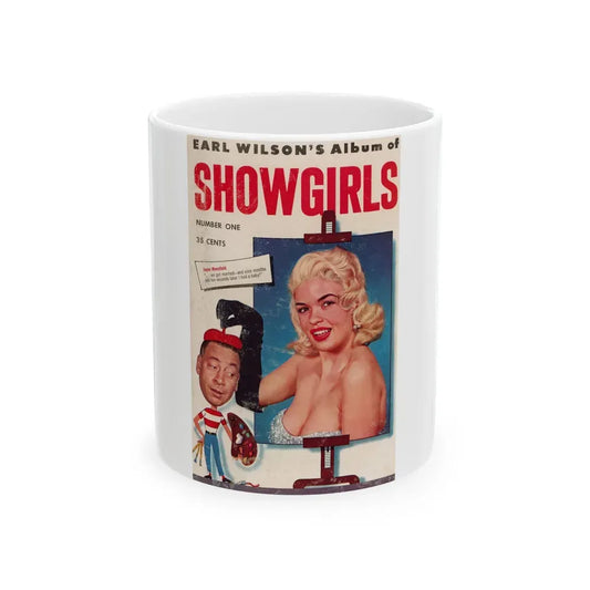 Jayne Mansfield #194 - Jayne on Cover in Color from EARL'S WILSON'S Album of SHOWGIRLS Mag. '56 (Vintage Female Icon) White Coffee Mug 11oz - Go Mug Yourself