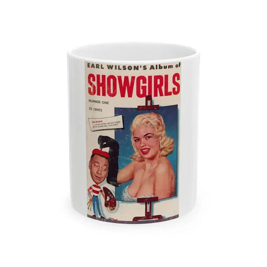 Jayne Mansfield #194 - Jayne on Cover in Color from EARL'S WILSON'S Album of SHOWGIRLS Mag. '56 (Vintage Female Icon) White Coffee Mug 11oz - Go Mug Yourself