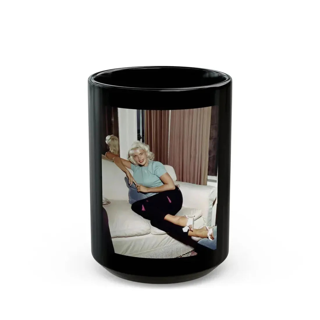 Jayne Mansfield #203 (Vintage Female Icon) Black Coffee Mug 15oz - Go Mug Yourself