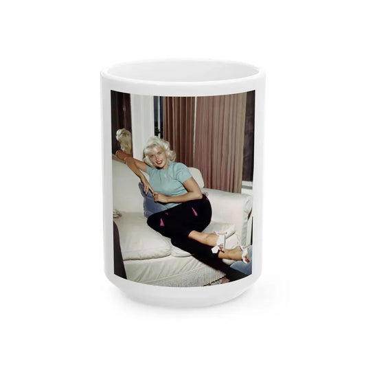 Jayne Mansfield #203 (Vintage Female Icon) White Coffee Mug 15oz - Go Mug Yourself