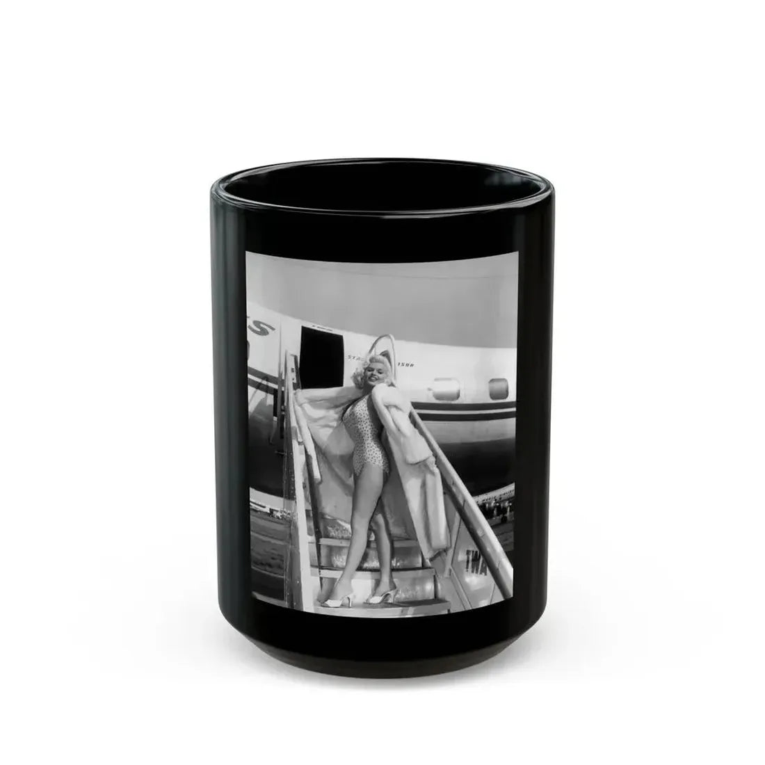 Jayne Mansfield #205 (Vintage Female Icon) Black Coffee Mug 15oz - Go Mug Yourself