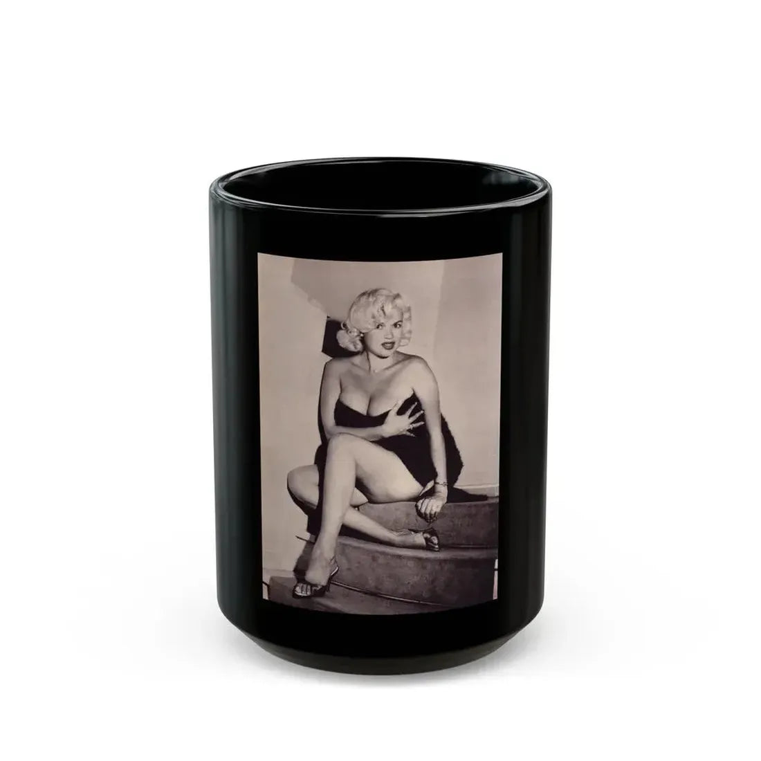 Jayne Mansfield #222 (Vintage Female Icon) Black Coffee Mug 15oz - Go Mug Yourself