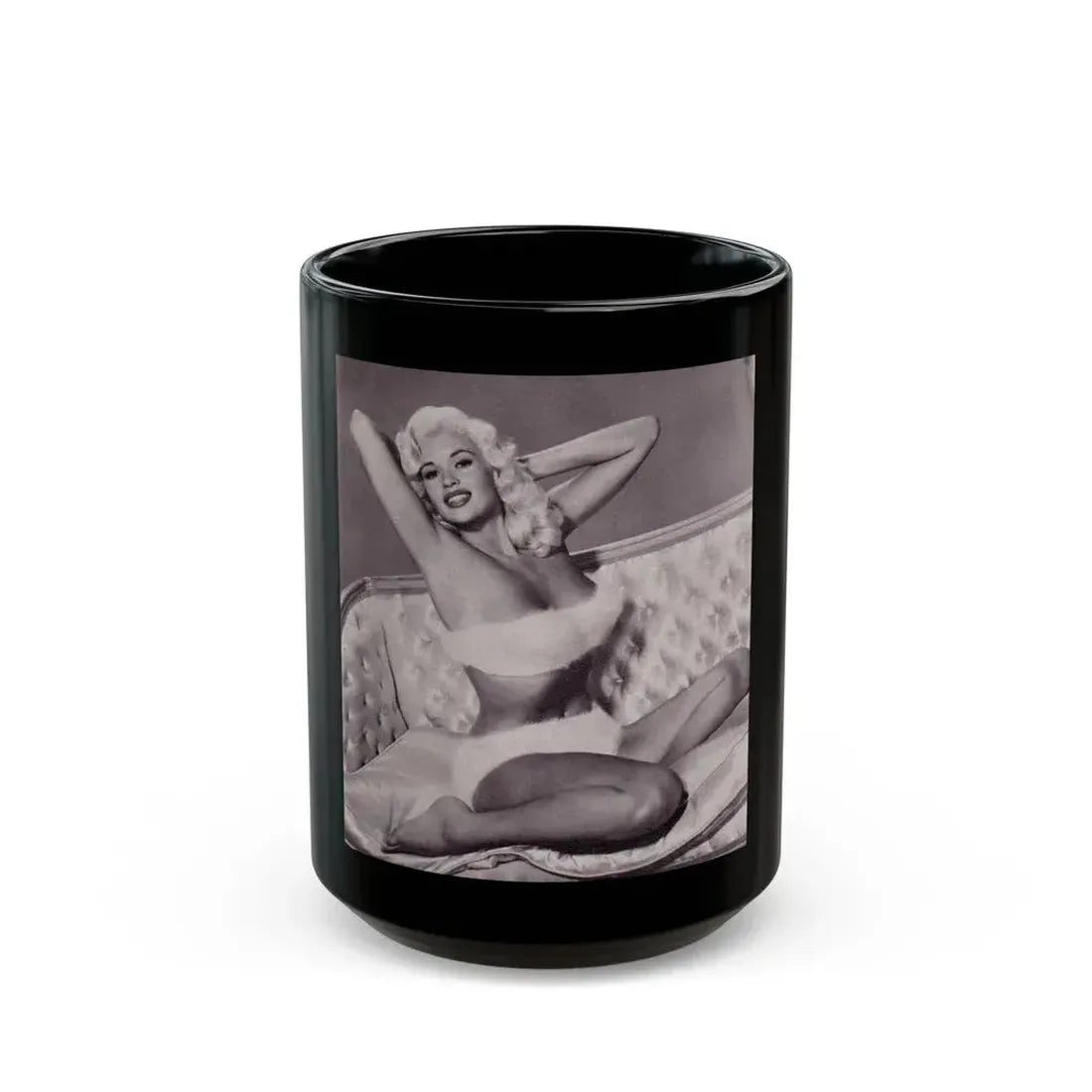 Jayne Mansfield #225 (Vintage Female Icon) Black Coffee Mug 15oz - Go Mug Yourself