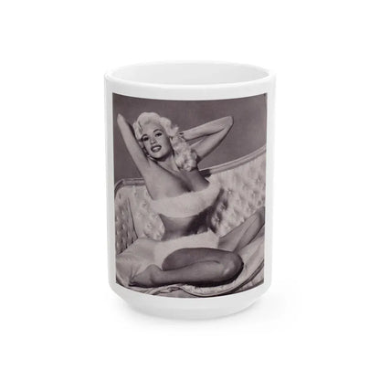 Jayne Mansfield #225 (Vintage Female Icon) White Coffee Mug 15oz - Go Mug Yourself