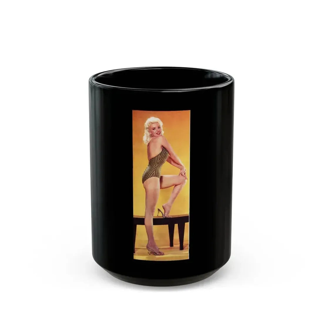 Jayne Mansfield #230 (Vintage Female Icon) Black Coffee Mug 15oz - Go Mug Yourself