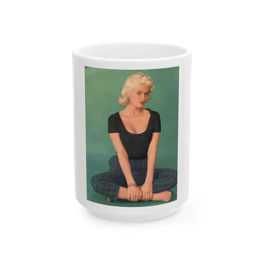 Jayne Mansfield #234 (Vintage Female Icon) White Coffee Mug 15oz - Go Mug Yourself