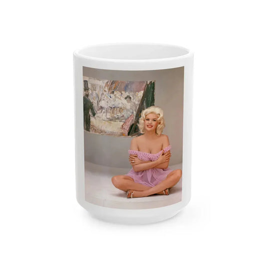 Jayne Mansfield #240 (Vintage Female Icon) White Coffee Mug 15oz - Go Mug Yourself