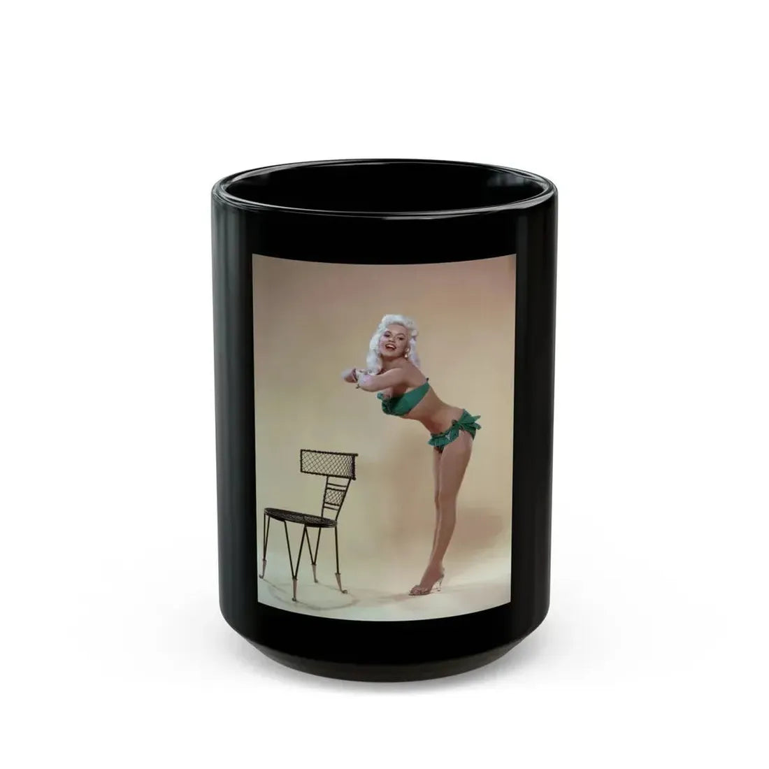 Jayne Mansfield #259 (Vintage Female Icon) Black Coffee Mug 15oz - Go Mug Yourself