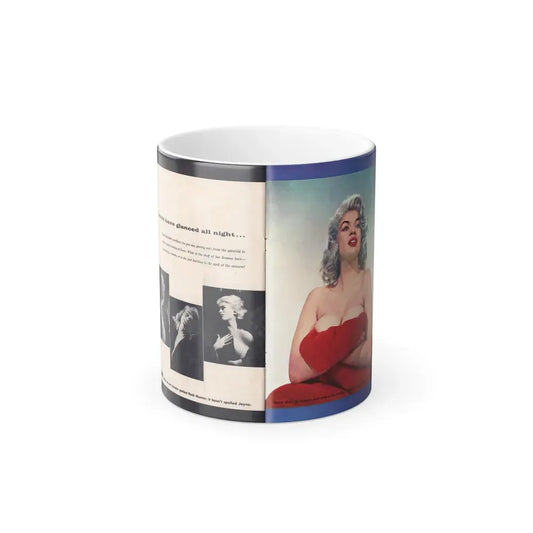 Jayne Mansfield #270 - Pages 1 & 2 of 6 with, 3 B&W Photos & 1 Large Color with, 3 Captions from JEM Magazine May '57 (Vintage Female Icon) Color Changing Coffee Mug 11oz - Go Mug Yourself