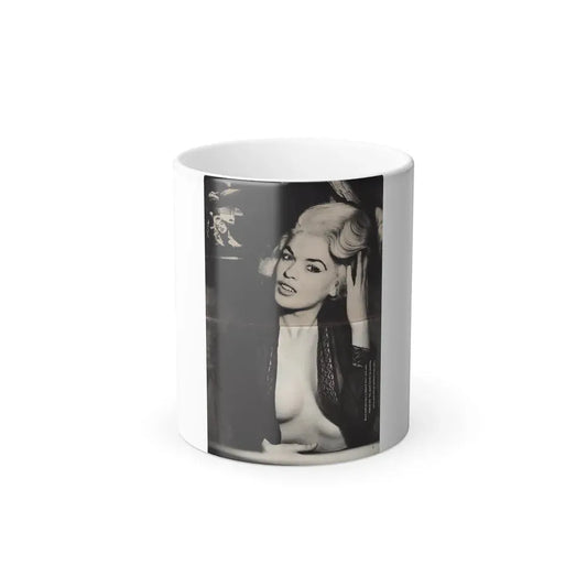 Jayne Mansfield #271 - Pages 3 & 4 of 6 with, 2 Page B&W Centerfold Photo from JEM Magazine May '57 (Vintage Female Icon) Color Changing Coffee Mug 11oz - Go Mug Yourself