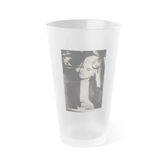 Jayne Mansfield #271 - Pages 3 & 4 of 6 with, 2 Page B&W Centerfold Photo from JEM Magazine May '57 (Vintage Female Icon) Frosted Pint Glass 16oz 16oz Frosted - Go Mug Yourself