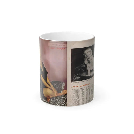 Jayne Mansfield #274 - Pages 1 & 2 of 4 with, 1 Color Full Page Photo & 1 Smaller B&W Photo on next page from Jem Magazine Nov. '56 (Vintage Female Icon) Color Changing Coffee Mug 11oz - Go Mug Yourself