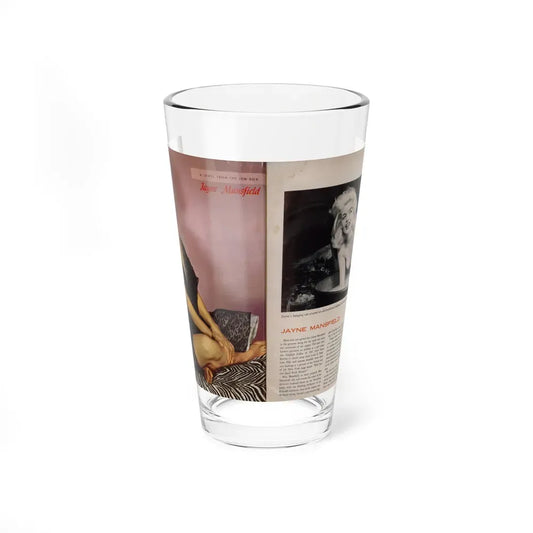 Jayne Mansfield #274 - Pages 1 & 2 of 4 with, 1 Color Full Page Photo & 1 Smaller B&W Photo on next page from Jem Magazine Nov. '56 (Vintage Female Icon) Pint Glass 16oz 16oz - Go Mug Yourself