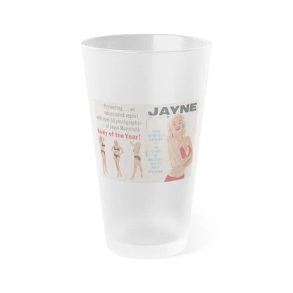 Jayne Mansfield #277 - JAYNE Pocket Magazine unfolded front & back cover with over 50 photos of her! (Vintage Female Icon) Frosted Pint Glass 16oz-16oz-Frosted-Go Mug Yourself