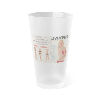 Jayne Mansfield #277 - JAYNE Pocket Magazine unfolded front & back cover with over 50 photos of her! (Vintage Female Icon) Frosted Pint Glass 16oz 16oz Frosted - Go Mug Yourself
