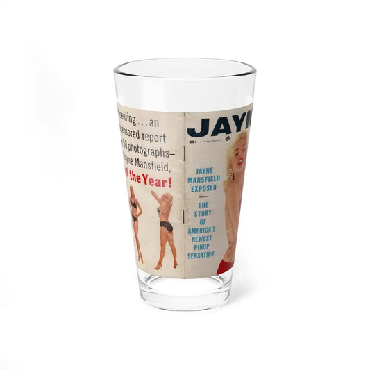 Jayne Mansfield #277 - JAYNE Pocket Magazine unfolded front & back cover with over 50 photos of her! (Vintage Female Icon) Pint Glass 16oz-16oz-Go Mug Yourself