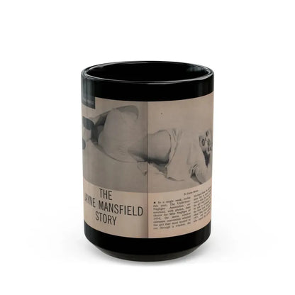 Jayne Mansfield #279 - JAYNE Pocket Magazine Pages 2 & 3 (Vintage Female Icon) Black Coffee Mug 15oz - Go Mug Yourself