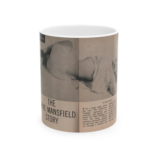 Jayne Mansfield #279 - JAYNE Pocket Magazine Pages 2 & 3 (Vintage Female Icon) White Coffee Mug 11oz - Go Mug Yourself