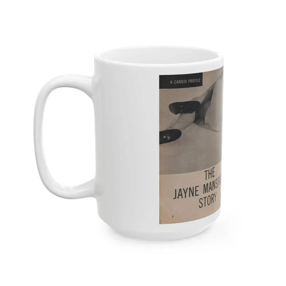 Jayne Mansfield #279 - JAYNE Pocket Magazine Pages 2 & 3 (Vintage Female Icon) White Coffee Mug - Go Mug Yourself