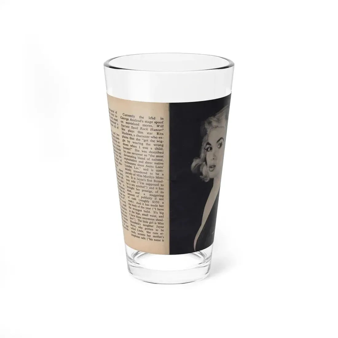 Jayne Mansfield #280 - JAYNE Pocket Magazine Pages 4 & 5 (Vintage Female Icon) Pint Glass 16oz 16oz - Go Mug Yourself