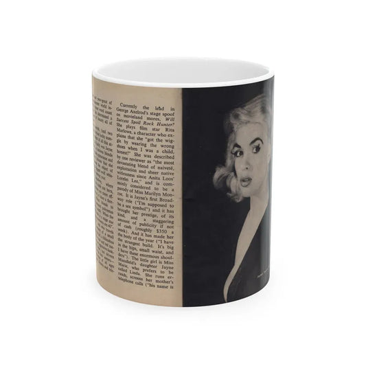 Jayne Mansfield #280 - JAYNE Pocket Magazine Pages 4 & 5 (Vintage Female Icon) White Coffee Mug 11oz - Go Mug Yourself