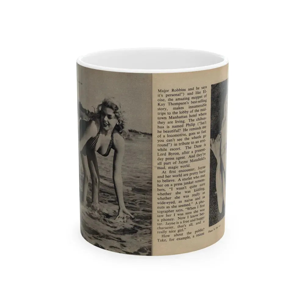 Jayne Mansfield #281 - JAYNE Pocket Magazine Pages 6 & 7 (Vintage Female Icon) White Coffee Mug 11oz - Go Mug Yourself