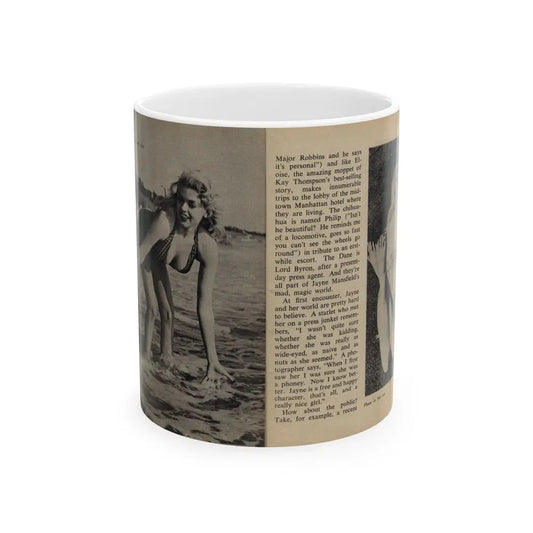 Jayne Mansfield #281 - JAYNE Pocket Magazine Pages 6 & 7 (Vintage Female Icon) White Coffee Mug 11oz - Go Mug Yourself