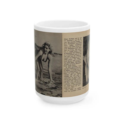 Jayne Mansfield #281 - JAYNE Pocket Magazine Pages 6 & 7 (Vintage Female Icon) White Coffee Mug 15oz - Go Mug Yourself