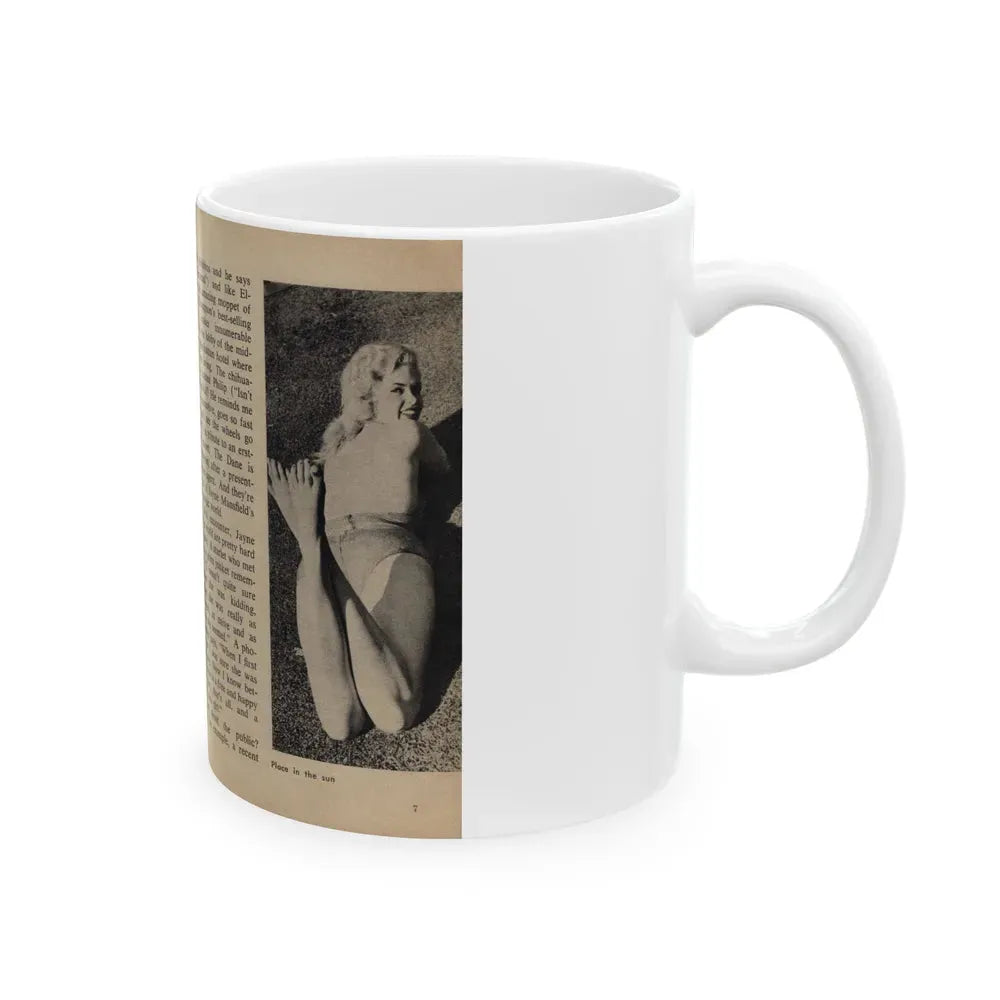 Jayne Mansfield #281 - JAYNE Pocket Magazine Pages 6 & 7 (Vintage Female Icon) White Coffee Mug - Go Mug Yourself