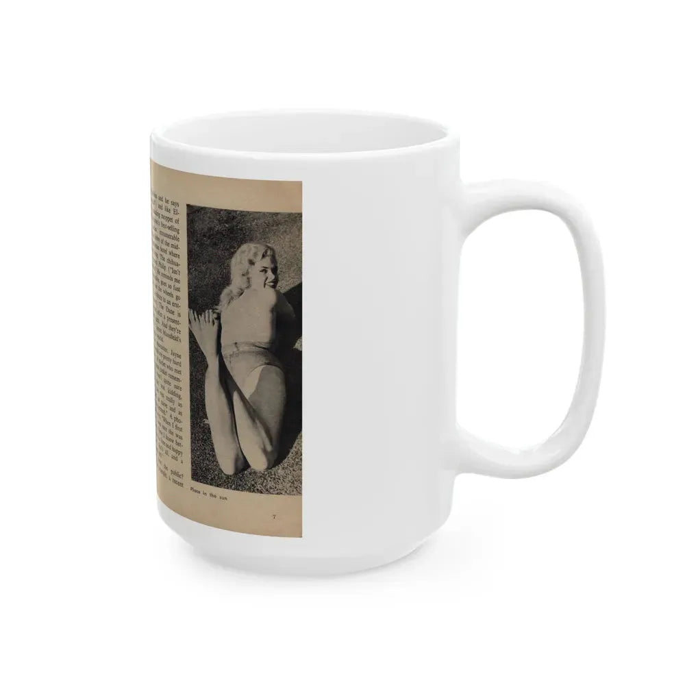 Jayne Mansfield #281 - JAYNE Pocket Magazine Pages 6 & 7 (Vintage Female Icon) White Coffee Mug - Go Mug Yourself
