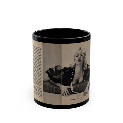 Jayne Mansfield #282 - JAYNE Pocket Magazine Pages 8 & 9 (Vintage Female Icon) Black Coffee Mug 11oz - Go Mug Yourself