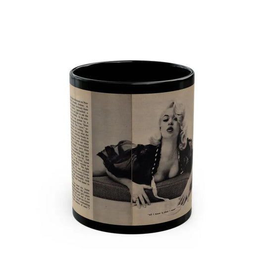 Jayne Mansfield #282 - JAYNE Pocket Magazine Pages 8 & 9 (Vintage Female Icon) Black Coffee Mug 11oz - Go Mug Yourself
